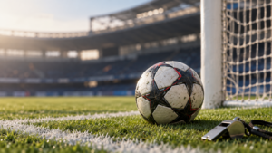 Fußball liegt vor einem Tor im Stadion als Symbolbild für Expected Goals und Torchancen.